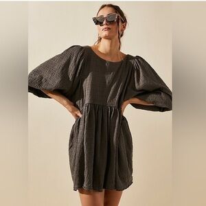 FP Get Obsessed Babydoll Dress - Pewter